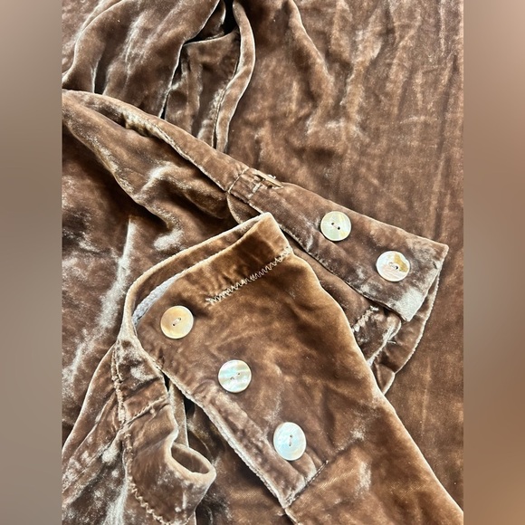 James Reilly Brown Pill On velvet wide Let Boho Button bottom Pants READ BELOW - Picture 8 of 8